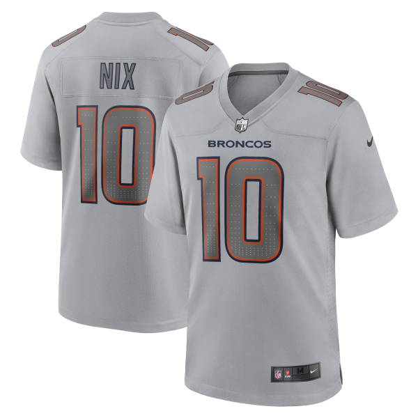 Men's Denver Broncos #10 Bo Nix Nike Gray Atmosphere Fashion Game Jersey