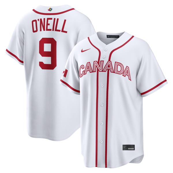 Men's Canada Baseball Tyler O'Neill Nike White 2026 World Baseball Classic Home Stadium Jersey