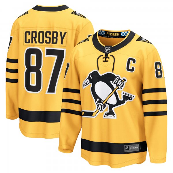 Men's Pittsburgh Penguins #87 Sidney Crosby Gold Alternate Breakaway Player Jersey