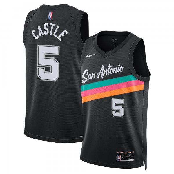 Men's Unisex San Antonio Spurs #5 Stephon Castle Nike Black 2025/26 Swingman City Edition Jersey