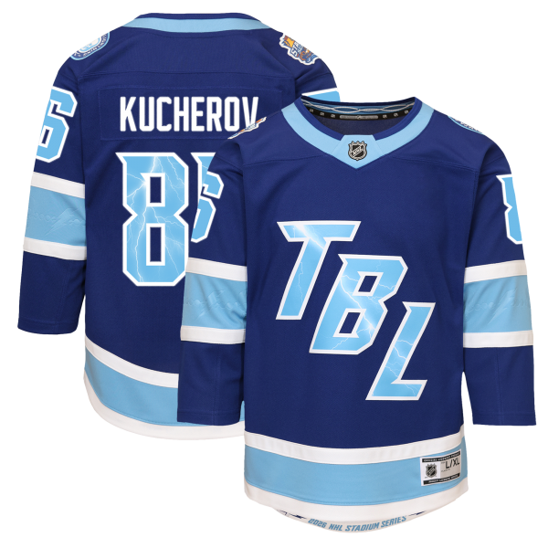 Youth Tampa Bay Lightning #86 Nikita Kucherov Outerstuff Blue 2026 NHL Stadium Series Premier Jersey