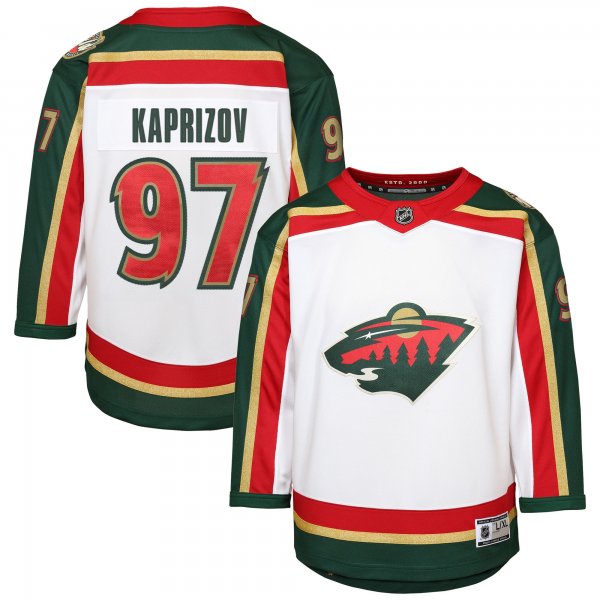 Youth Minnesota Wild #97 Kirill Kaprizov White 25th Anniversary Replica Player Jersey