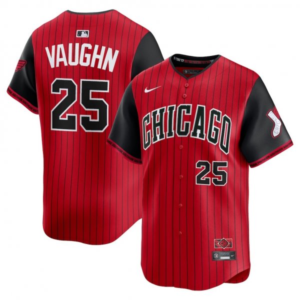 Men's Chicago White Sox #25 Andrew Vaughn Nike Red/Black 2025 City Connect Player Jersey