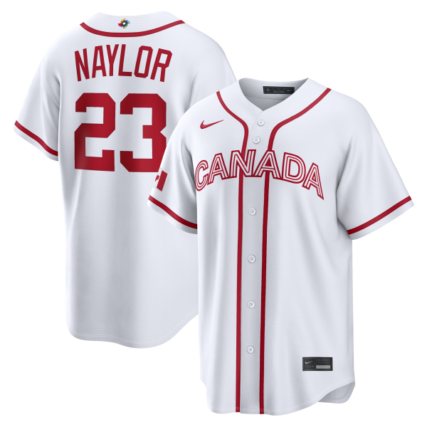 Men's Canada Baseball Bo Naylor Nike White 2026 World Baseball Classic Home Stadium Jersey