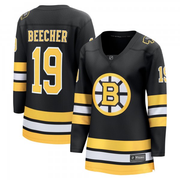 Women's Boston Bruins #19 John Beecher Black Home Breakaway Player Jersey