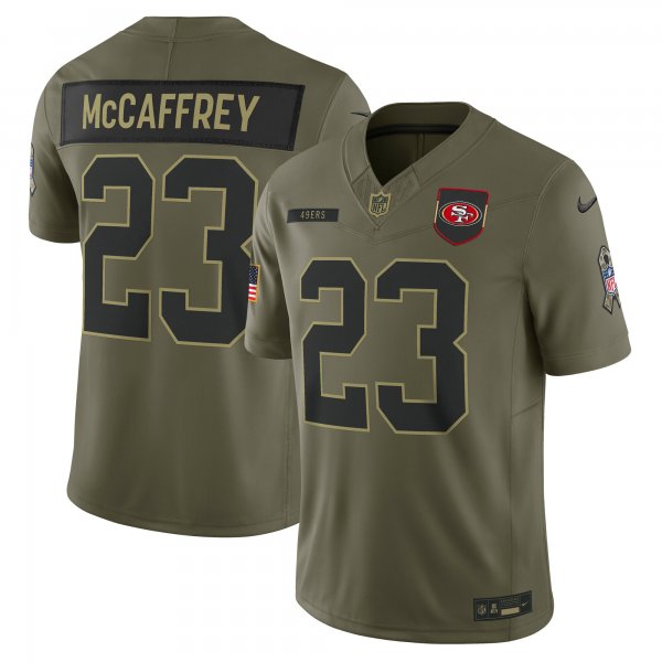 Men's #23 Christian McCaffrey San Francisco 49ers Nike 2025 Salute to Service Limited Olive Jersey