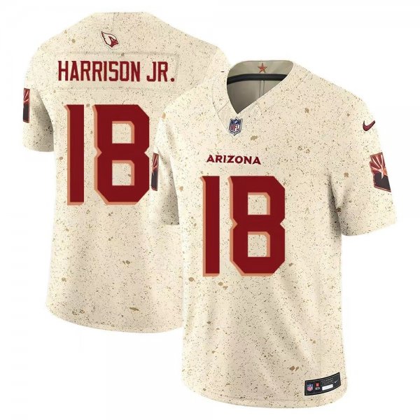 Men's Arizona Cardinals #18 Marvin Harrison Jr. Cream Rivalries Collection F.U.S.E. Vapor Limited Stitched Jersey