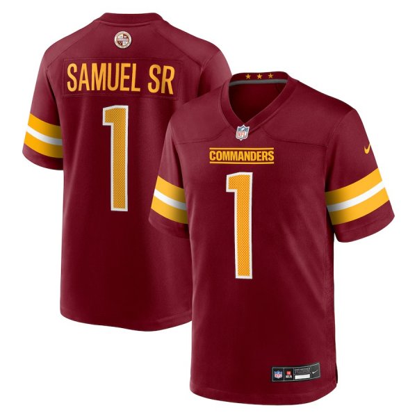 Men's #1 Deebo Samuel Sr Washington Commanders Nike Game Player Burgundy Jersey
