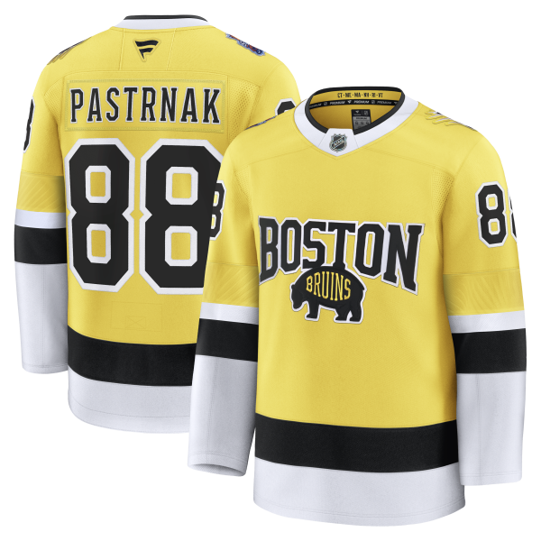 Men's Boston Bruins #88 David Pastrnak Gold 2026 NHL Stadium Series Premium Jersey