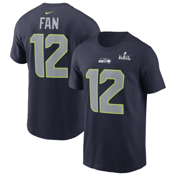 Men's Seattle Seahawks 12s Nike College Navy Super Bowl LX Patch T-Shirt