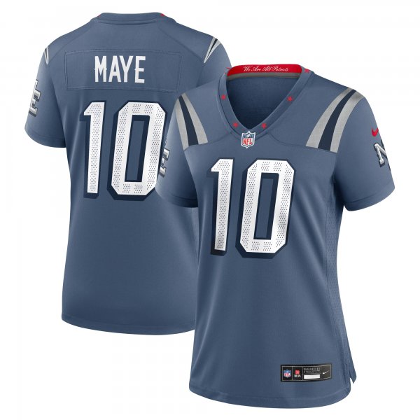 Women's #10 Drake Maye New England Patriots Nike 2025 Rivalries Collection Game Storm Blue Jersey