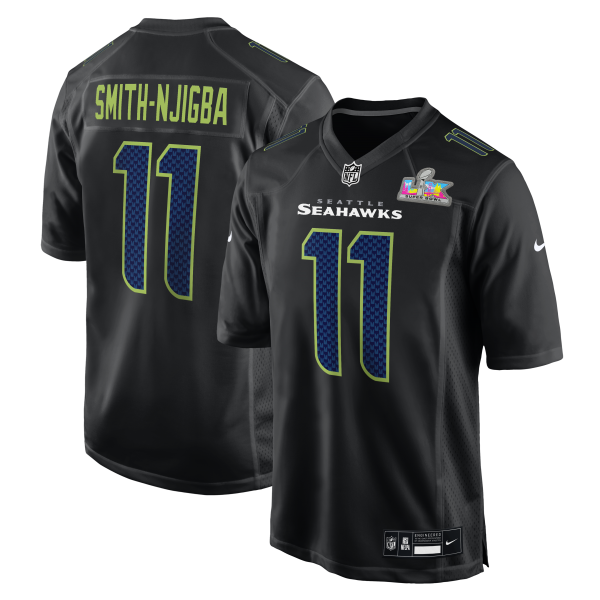 Men's Seattle Seahawks Jaxon Smith-Njigba Nike Black Super Bowl LX Patch Carbon Fashion Game Jersey