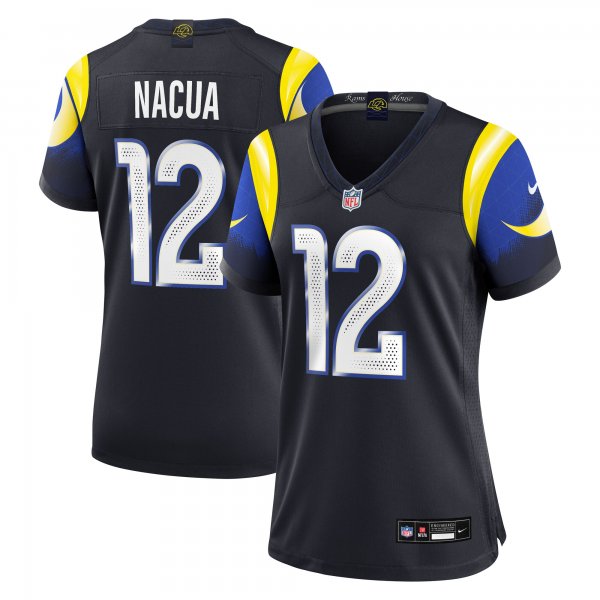 Women's #12 Puka Nacua Los Angeles Rams Nike 2025 Rivalries Collection Game Midnight Blue Jersey
