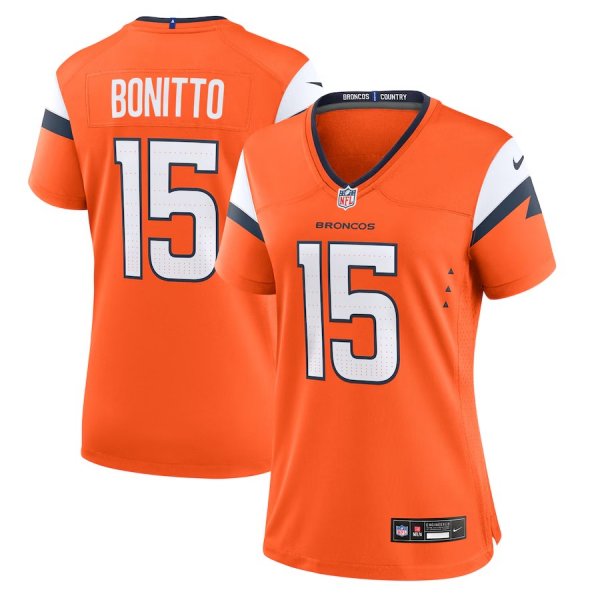 Women's Nike #15 Nik Bonitto Orange Denver Broncos Team Game Jersey