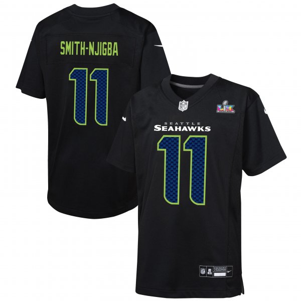 Youth Seattle Seahawks Jaxon Smith-Njigba Nike Black Super Bowl LX Patch Carbon Fashion Game Jersey