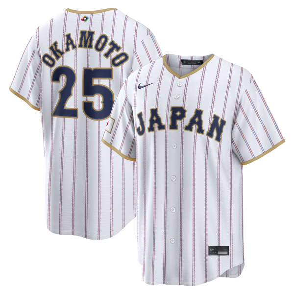 Men's Japan Baseball Kazuma Okamoto Nike White 2026 World Baseball Classic Home Stadium Jersey