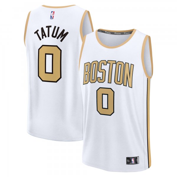 Youth Boston Celtics #0 Jayson Tatum Fanatics White 2025/26 City Edition Fast Break Jersey